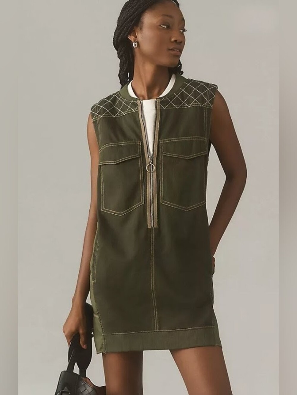 Pilcro Sleeveless Green Utility Dress S